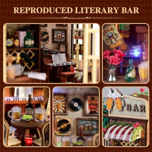 DIY Wooden Miniature House & Book Nook Kits, Bistro Modern Styles Doll House with LED Lights, Furniture, Beginner-Friendly for Adults & Teens, for Lovers, Buddies, Family & Book Lovers - Image 5
