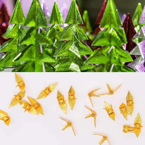 MECCANIXITY 100 Sheet Glitter Origami Paper 4x4 Inch Shiny Sparkly Square Folding Sheet 10x10cm Iridescent Paper for DIY Art, Craft Decor, Blue - Image 5