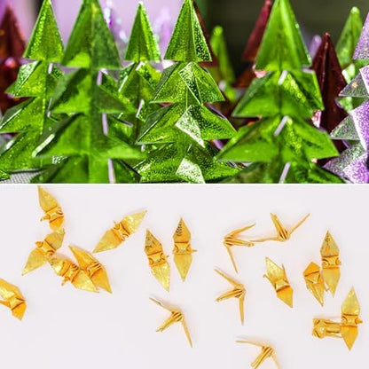MECCANIXITY 100 Sheet Glitter Origami Paper 4x4 Inch Shiny Sparkly Square Folding Sheet 10x10cm Iridescent Paper for DIY Art, Craft Decor, Blue - Image 5