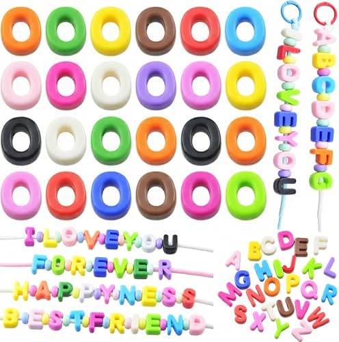 Large Letter Beads 26 Pcs 20mm 3D Paracord Beads Acrylic Colorful Bubble Big Alphabet Bead 6mm Large Hole Chunky Letter Bead for Keychains Purse Bag Charm Kit Backpack (26, Large Letter Beads O) by KJMLDIY