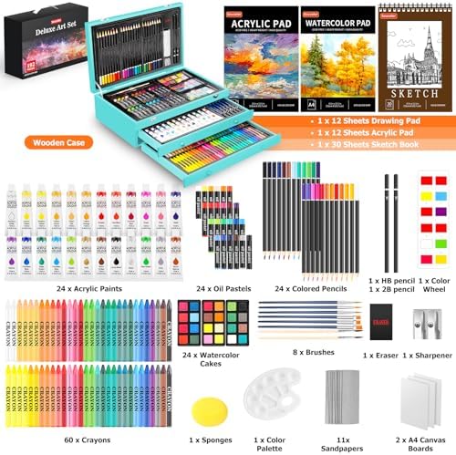 Soucolor Art Supplies, 192-Pack Deluxe Art Set Drawing Painting Supplies - Image 2