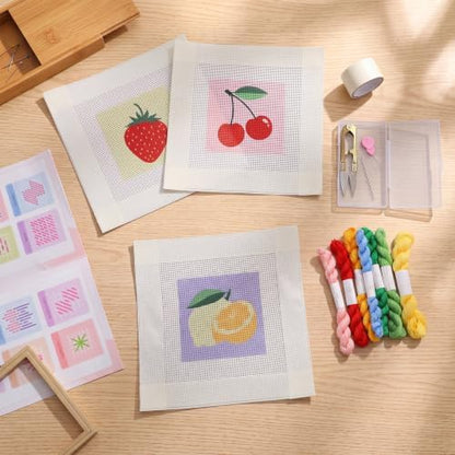 Chumia 3 Pcs Fruit Needlepoint Canvas Kit for Adult 13ct 8" x 8" - Image 5