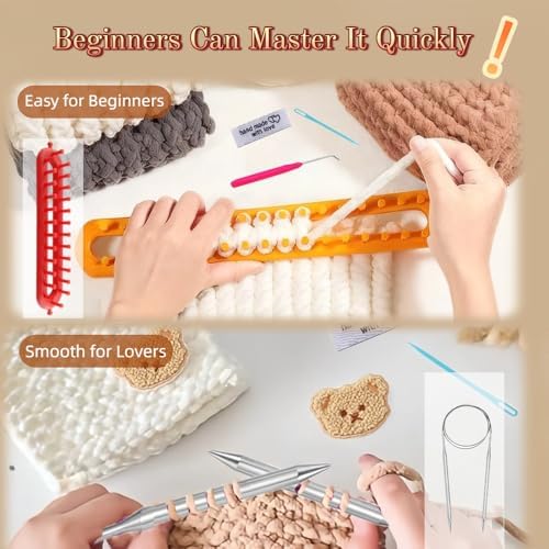 Yarniss Knitting Loom Kits，Knitting Scarf Kits with Gray Yarn - Image 3
