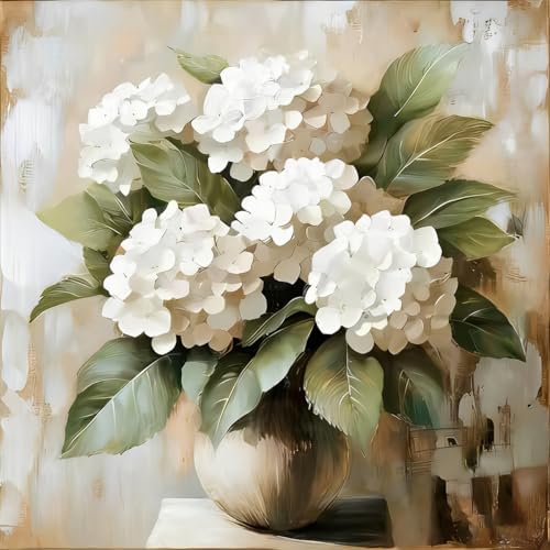 GEMFAMILY Hydrangea Paint by Numbers Kit for Adults,White Hydrangea Oil Painting Kit Adult Paint by Number Kits on Canvas,DIY Painting Art by Numbers for Home Wall Decor 16 x 16 Inch by Unknown
