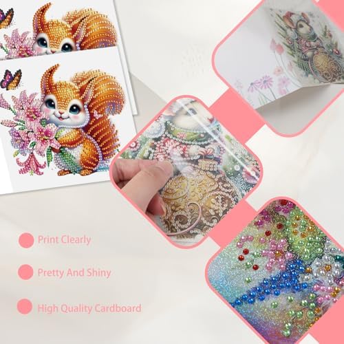 JISHSHAY 6 PCS Diamond Art Greeting Cards Animal Diamond Painting Birthday Cards Animal Gem Art Gem Painting Mosaic Kits for Adults for Thanksgiving Anniversary Valentine Graduation All-Occasion - Image 5