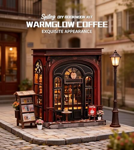 Spilay Book Nook Kit for Adults, Warmglow Coffee DIY Miniature House Kit - Image 3