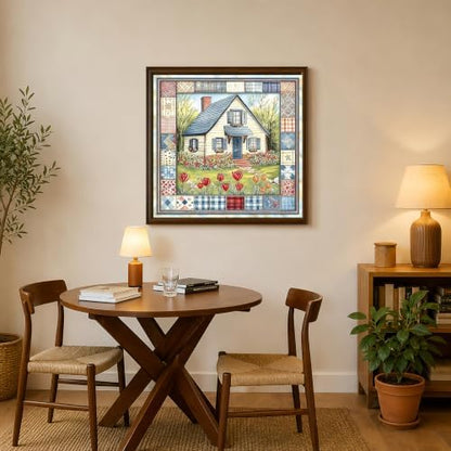 Country House Garden Stamped Cross Stitch Kits for Beginner 13.7x13.7 Inch - Image 4