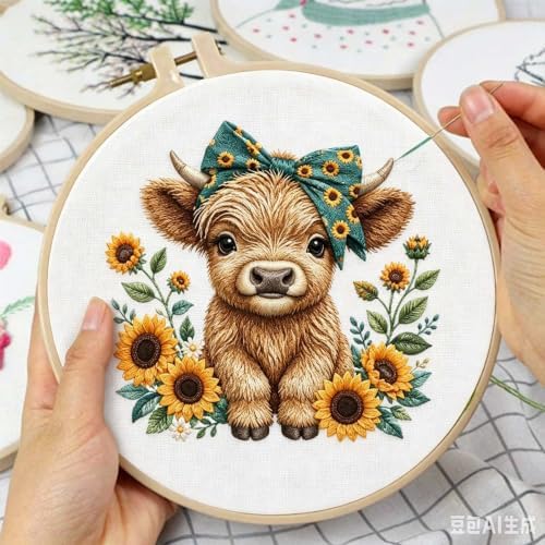 niurenmaoyi Cow Embroidery Kit for Beginner,Needlepoint Kit for Adult - Image 5