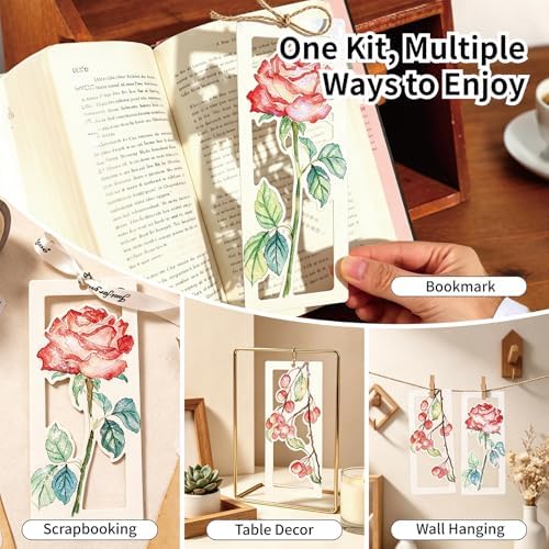 Watercolor Bookmarks to Paint for Adults & Beginners, 10PCS DIY Painting Bookmarks with Hollow Animal Designs, Paint Set, Pen & Glitter, Stress Relief Art Craft Kit, Gift for Book Lovers, Readers - Image 3