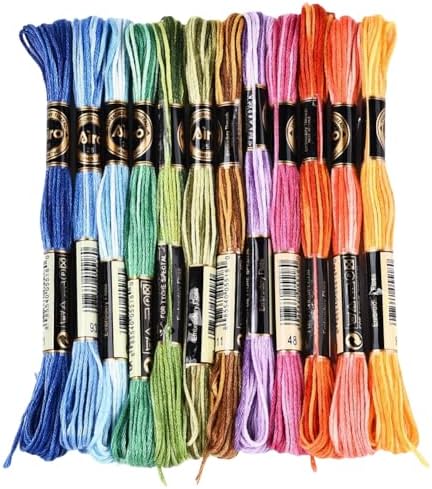 12 Skeins 6 Strands Rainbow Embroidery Thread Floss for Craft DIY by CABODYALS