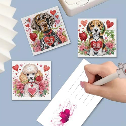 MaiYiYi 6 Packs DIY Rose Dog Diamond Painting Cards Kit - Image 3