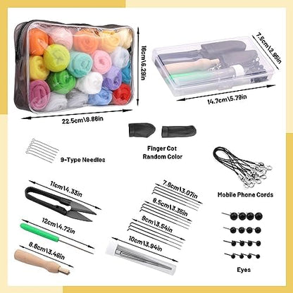 SOCNITC 45 Colors Needle Felting Kits Needle Felting Supplies with Tools - Image 2