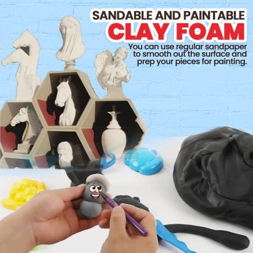 3.3 lbs Moldable Cosplay Foam Clay (Black) - Air-Dry High Density Clay for Intricate Designs - Dries Evenly Within 24-48 Hours - Sandable and Paintable Clay Foam - Image 6