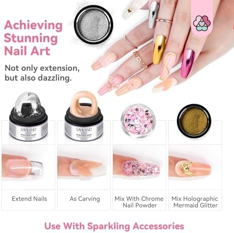SAVILAND Non Sticky Solid Builder Nail Gel Kit Clear Nude White Pink - Image 5
