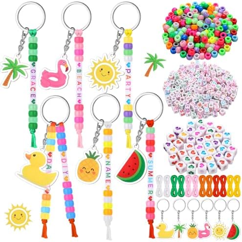 Landical 564 Pcs Summer Keychain Making Kit DIY Name Bead Key Chain Craft by Landical