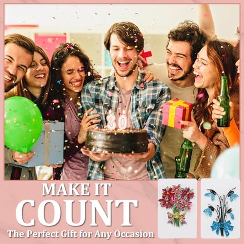 WEBEEDY 20 Sets DIY Flowers Quilling Greeting Card with Paper Quilling Strips Tools,Handmade Paper Card Making Kit DIY Flowers Cards for All Occasions for Birthday,Holiday,New Year's Day - Image 4