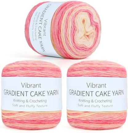 Aeelike Cake Yarn for Crocheting, Soft Ombre Crochet Yarn, Pink Yellow by Aeelikescrochetworld