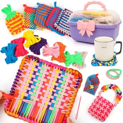 Upgraded Frame Weaving Loom Kit for Kids, Beginner Crochet Kit (224 Loops) by QXHOL