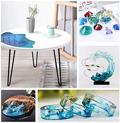 Epoxy Resin Crystal Clear Kit for Art, Jewelry, Crafts, Coating- 16 OZ Including 8OZ Resin and 8OZ Hardener | Bonus 4 pcs Measuring Cups, 3pcs Sticks, 1 Pair Rubber Gloves by Puduo - Image 6