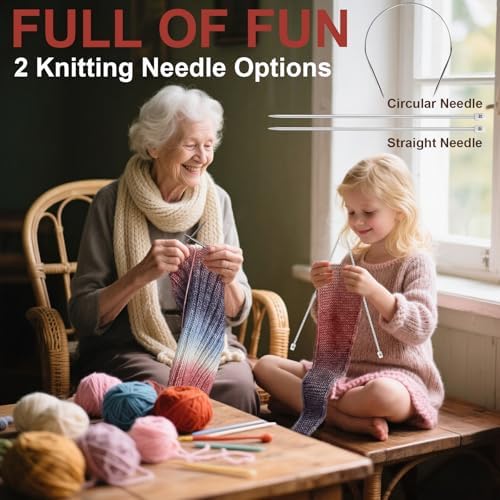 Complete Knitting Kit for Beginners, Scarf, Hat & Gloves, Amethyst Ombre - Image 4