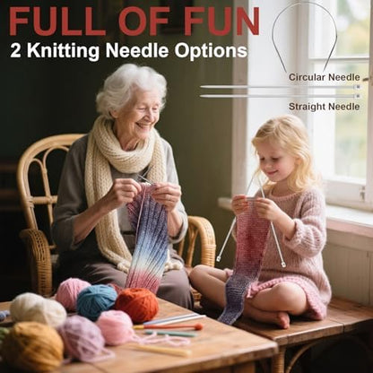 Complete Knitting Kit for Beginners, Scarf, Hat & Gloves, Amethyst Ombre - Image 4