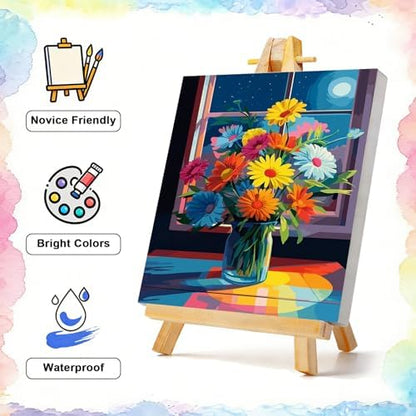 TBAIRO 4 Pack Framed Paint by Numbers Kit for Adults Beginner Flower DIY Painting Kits for Adults Floral Easy Adult Paint by Number Kits on Canvas for Wall Art Decor 8x12 Inch - Image 2