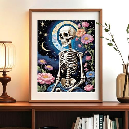 Qaisxoty Paint by Numbers Kit for Adults Beginners, DIY Skull Paint by Numbers Kit on Rolled Canvas, Easy Acrylic Painting by Number Kit for Home Decor Gift - 12” x 16” - Image 2