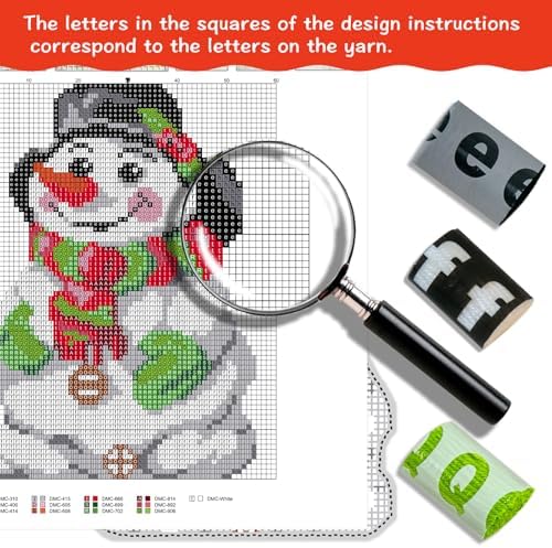 MIAOLLUN Christmas Latch Hook Kits, Snowman Latch Hook Kits Rug with Pattern Printed Crochet Needlework Crafts for Adults Beginner, 20.4X15inch/52X38Cm - Image 3