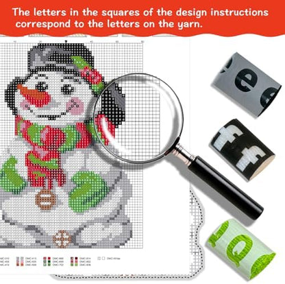 MIAOLLUN Christmas Latch Hook Kits, Snowman Latch Hook Kits Rug with Pattern Printed Crochet Needlework Crafts for Adults Beginner, 20.4X15inch/52X38Cm - Image 3