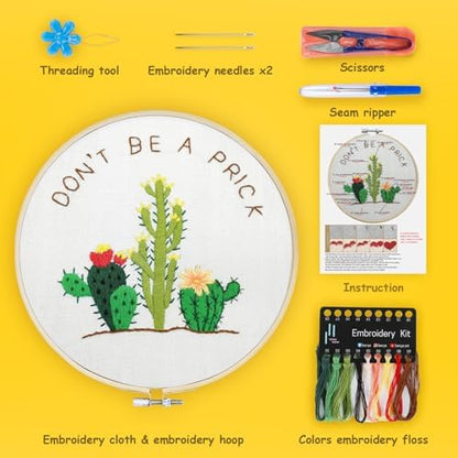 BERYA Cactus Embroidery Kit Including Video Step by Step Instructions Embroidery Hoop,Color Threads and Embroidery Scissors for Beginners-Handmade Needlepoint Kits for Adults - Image 2