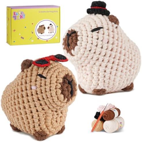 Crochet Kit for Beginners, Capybara Animal Kits for Adults, Amigurumi Set by Unknown