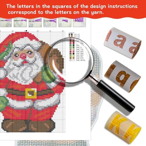 Latch Hook Rug Kits, 3D Printed Canvas Christmas Santa Decor Crochet Tapis Needle for Carpet for Crafts 20.4" X 15.0",Santa Claus - Image 2