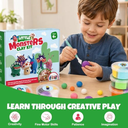 Air Dry Clay Kit for Kids, 12 Monsters Modeling Magic Clay Sculpting Set, DIY Party Favors Arts & Crafts for Kids Ages 4-12, Ultra Light & Soft, Safe & Non-Stick with Tools & Tutorials - Image 6
