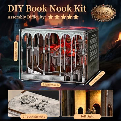 Ember Castle Book Nook Kit,3D Wooden Puzzle DIY Miniature House with LED - Image 3