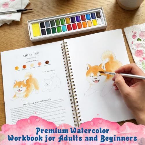 Watercolor Workbook 8 Pack,Water Colors Paint Adult Set for Beginner with Step by Step,Relaxing & Easy to Paint Water Coloring Book with 24 Colors,Perfect for Gifting to Creativity & Joy for Adults - Image 5