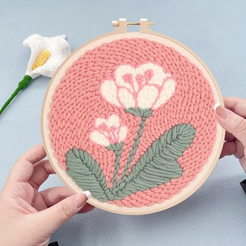 Woohome Punch Needle Kit Included Plastic Hoops, Punch Needle Cloth, Color Yarn and Punch Needle Tools for Adults, Beginners (Whales, Flowers, Bird) - Image 4