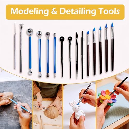 DaChihSheng 43 Pcs Clay Tools Kit Pottery Tools Polymer Clay Sculpting Tools Kit for Carving Air Dry Clay Tools Set for Adults Clay Sculpting Tools Ceramic Tools Graving Tools use for DIY Handicraft - Image 5