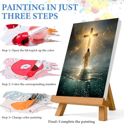 Jesus Paint by Numbers Kit for Adults Framed Canvas 12X16 in, Frameworkless - Image 6