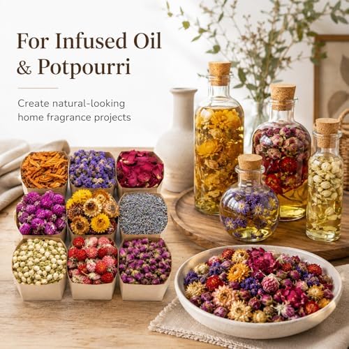 Sukh Dried Herbs Kit - Dried Botanicals Bulk,9 Bags Natural Dry Flowers and Herbs for Soap,Candle,Perfume,Bath Bombs,Resin Jewelry Making Supplies,Fragrance Sachet DIY and Witchcraft - Image 6