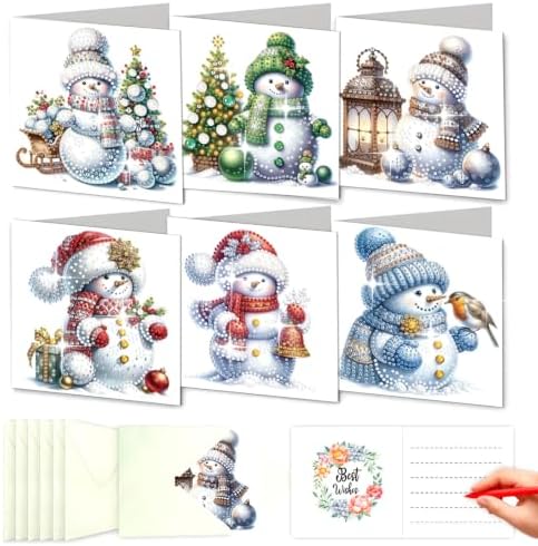 DDGYP Diamond Art Kits for Adults, 6Pcs Snowman Christmas Diamond Art Cards with Envelopes by DDGYP