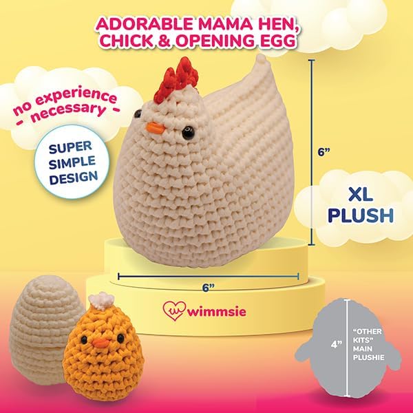 Wimmsie Crochet Animal Kit for Beginners - Easy Beginner Crochet Kit for Kids - Gift for Mom - Amigurumi Chicken Chick & Egg - 3 Kawaii Stuffed Animals - Cute DIY Yarn Plush - Image 2