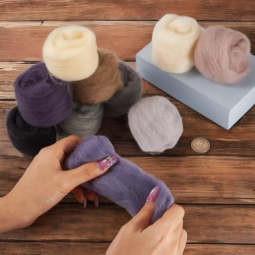 50G Needle Felting Wool Multicolor Wool Roving for Needle Felting 10 Colors Soft Spinning Wools Bulk for Felting DIY Crafts Hand Spinning Supplies - Image 3