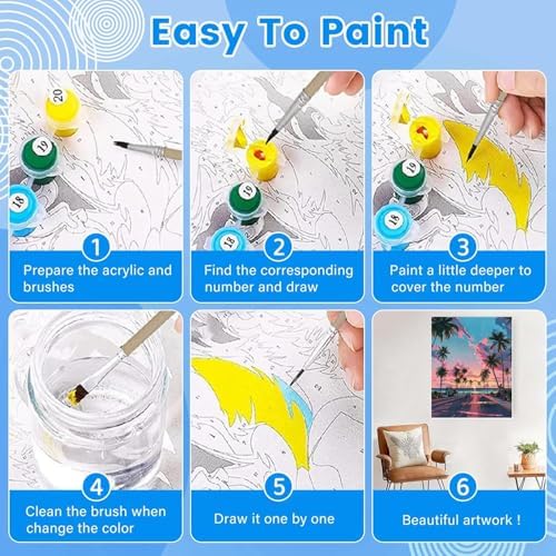 KYOQFVN Sunset Road Paint by Numbers for Adults Beginner, Street Adult Paint by Number Kits on Canvas, DIY Oil Painting Kits for Home Wall Decor 16X20 inch (Without Frame) - Image 3