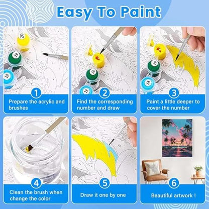 KYOQFVN Sunset Road Paint by Numbers for Adults Beginner, Street Adult Paint by Number Kits on Canvas, DIY Oil Painting Kits for Home Wall Decor 16X20 inch (Without Frame) - Image 3