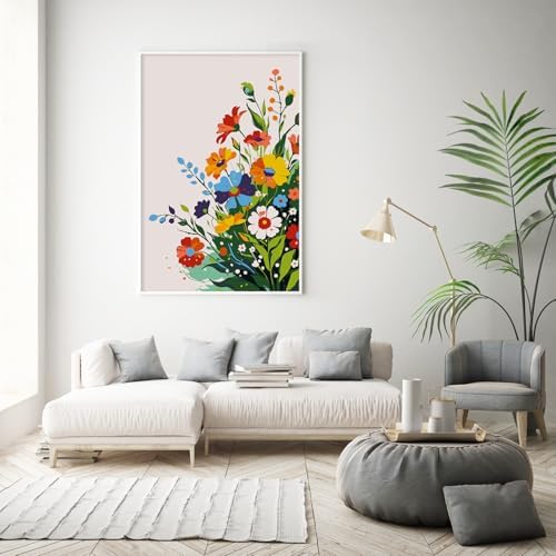 Possoco Framed Paint by Numbers Kit for Adults Beginner & Kids, Flowers Easy Adult Paint by Number Kits on Canvas, DIY Colorful Acrylic Number Painting for Adults for Home Decor Gift 8x12 Inch - Image 7