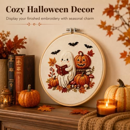YOUDRN Halloween Ghost Reading Book Embroidery Kit for Beginners Adults - Image 4