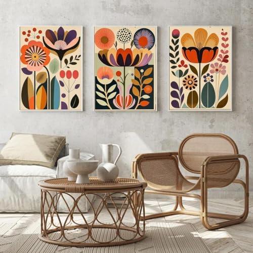 3 Pack Cute Flower Paint by Numbers Kit for Adults Beginner (Without Frame) - Image 2