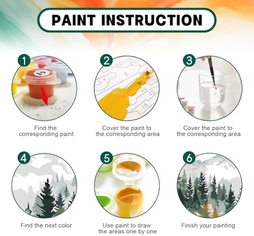 Framed Paint by Numbers Kit for Adults Beginner & Kids Age 8-12, Easy Landscape Adult Paint by Number Kits on Canvas, DIY Acrylic Forest Number Painting for Adults Mountain for Home Decor 8x12 Inch - Image 4