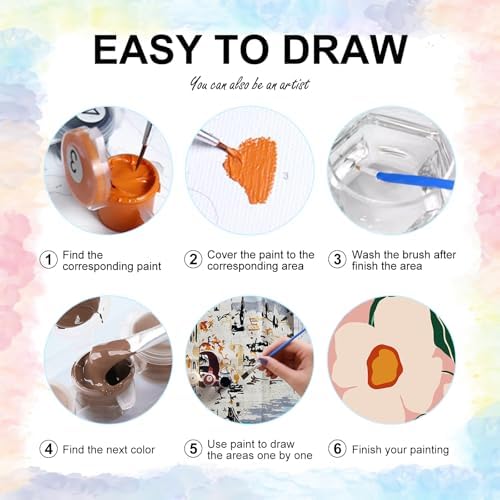 Yezavesu 6 Pack Flowers Paint by Numbers Kit for Adults Beginner 8x12 Inch - Image 5