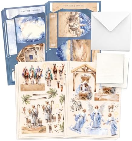 Katy Sue Nativity Scenes Pop Up Christmas Card Making Kit for Adults. Makes 12 Cards & Contains Nativity 3D Die-Cut Decoupage, Supports, Envelopes, Instructions & Foam Pads for Christmas Card Making - Image 3